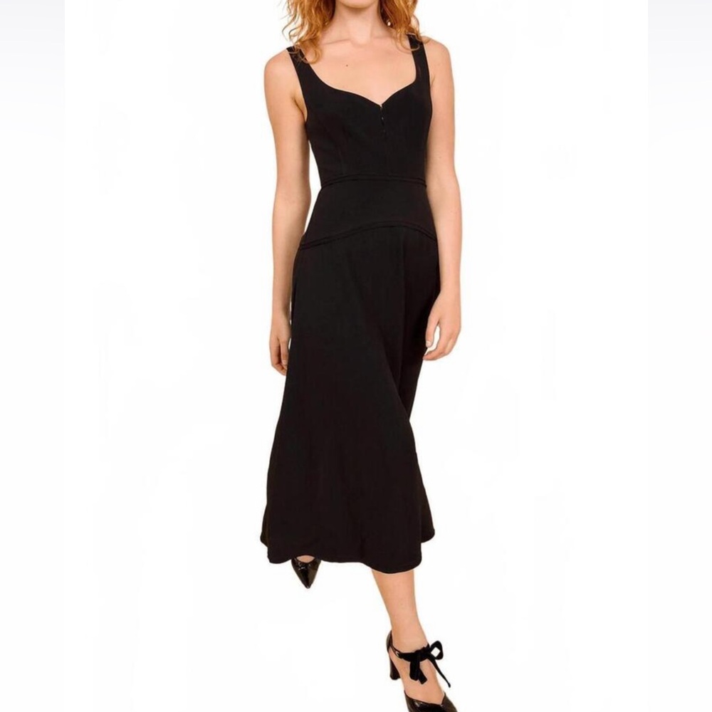 NWT ULLA JOHNSON vivi midi dress in noir Sz 6